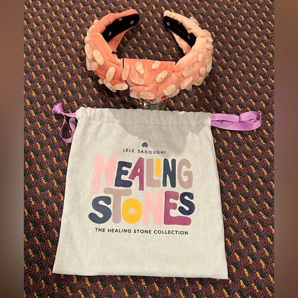 NWT Lele Sadoughi Rose Quartz Knotted Headband - Picture 11 of 14